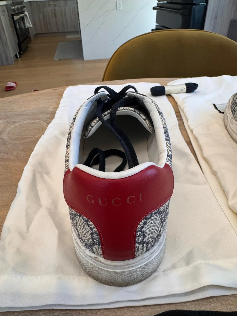 Gucci Men’s Ace GG Canvas Sneaker — Blue & Red Stripe (Gucci 7.5 - US 8.5-9)